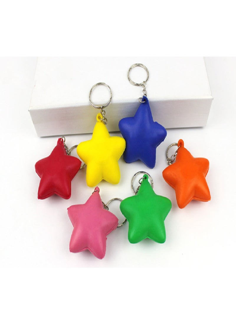 Genérico Colorful Sponge Foam Five-Pointed Star Key Chain Decompression Ball 6 Pack  - Image 2