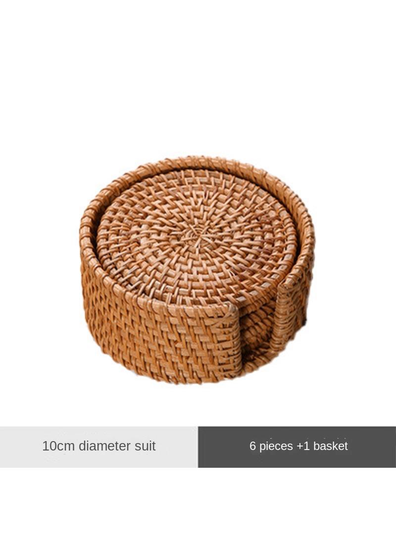 Y&D 6 Pieced Dining Table Coffee Table Western Food Drying Anti scalding Thermal Insulation Rattan Coffee Tea Mat Suit  - Image 1
