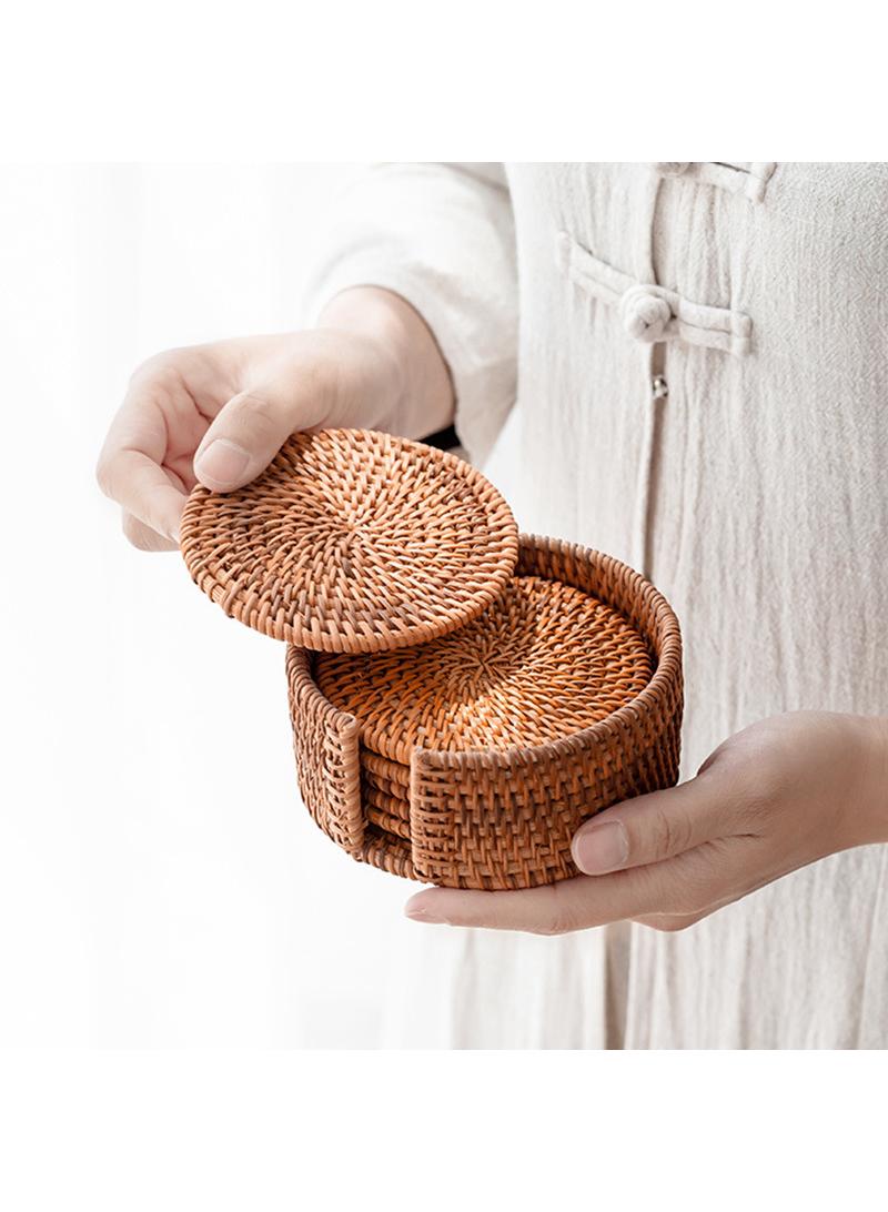 Y&D 6 Pieced Dining Table Coffee Table Western Food Drying Anti scalding Thermal Insulation Rattan Coffee Tea Mat Suit  - Image 2