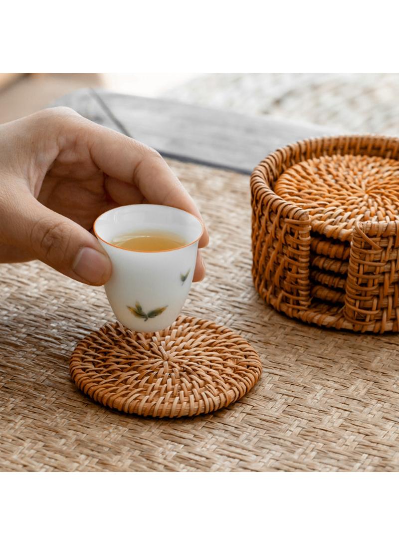 Y&D 6 Pieced Dining Table Coffee Table Western Food Drying Anti scalding Thermal Insulation Rattan Coffee Tea Mat Suit  - Image 4
