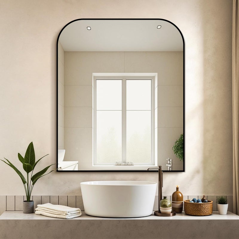 Delma Bathroom Vanity Mirror,36" x 30" Black Metal Framed Wall Mirror for Over Sink, Living Room, Bedroom,Entryway Decor - Image 2