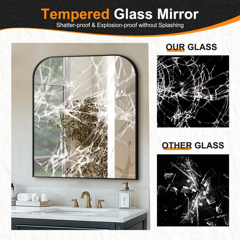 Delma Bathroom Vanity Mirror,36" x 30" Black Metal Framed Wall Mirror for Over Sink, Living Room, Bedroom,Entryway Decor - Image 5