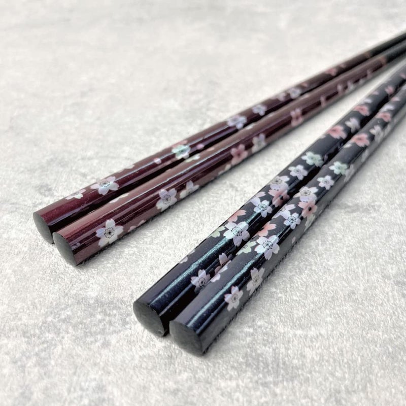 Terra Distribution Premium Japanese Chopsticks Reusable 2pcs set [ Made in Japan ] Traditional Lacquer Art Wooden Chopsticks (Flower Navy/Purple(YM204)) - Image 3