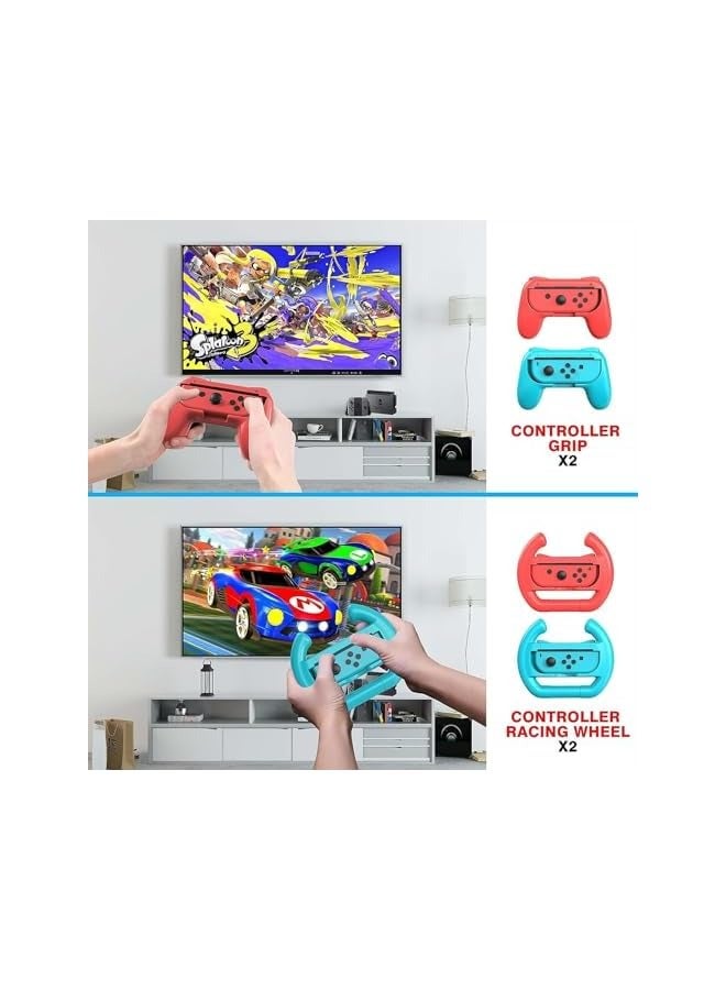 بروماس مجموعة ملحقات الألعاب الرياضية 18 في 1 لألعاب نينتندو سويتش، مجموعة ملحقات حزمة عائلية متوافقة مع ألعاب سويتش/سويتش OLED الرياضية - Image 1