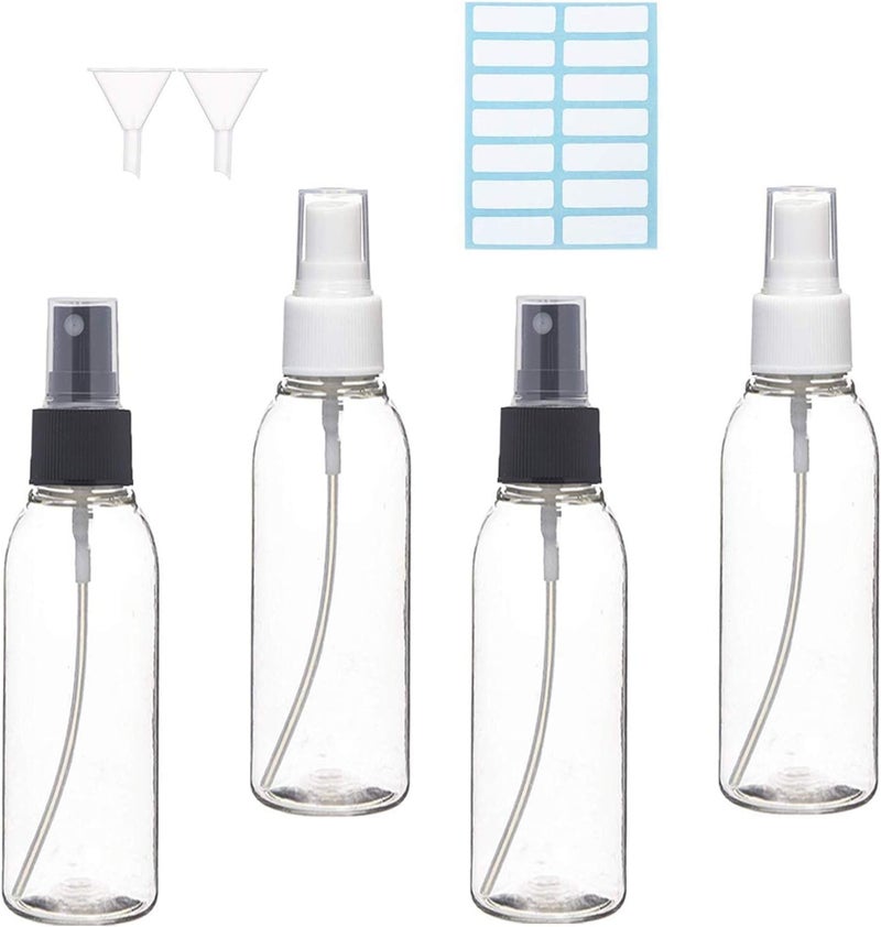 ILLUVA 100ml Small Spray Bottle Empty Clear Fine Mist Spray Bottles Plastic Travel Atomiser Bottle Set Refillable Liquid Containers for Makeup Cosmetic Hair
