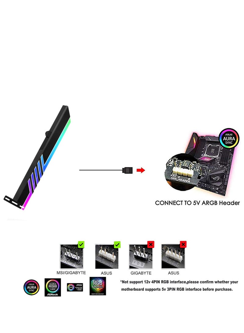 SYOSI حامل دعم لبطاقة الرسومات RGB قابلة للتحكم بـ 3 دبوس 5 فولت، يدعم حامل بطاقة الفيديو / حامل الحافظة، أسود - Image 4