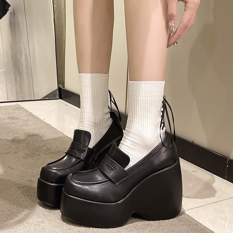 Thick-Soled Women'S Fashion Shoes Women'S 2023 Autumn New Fashion Platform Cake Bottom High Heel Wedge Heel Shoes - Image 4