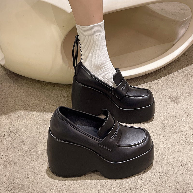 Thick-Soled Women'S Fashion Shoes Women'S 2023 Autumn New Fashion Platform Cake Bottom High Heel Wedge Heel Shoes - Image 5