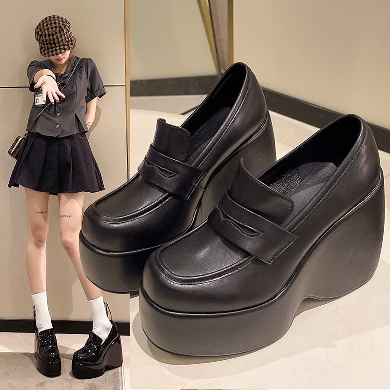 Thick-Soled Women'S Fashion Shoes Women'S 2023 Autumn New Fashion Platform Cake Bottom High Heel Wedge Heel Shoes - Image 2