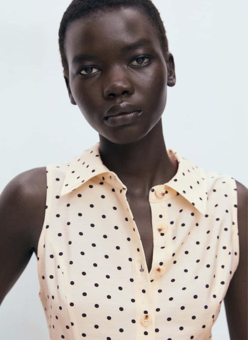 MANGO Polka Dot Shirt Dress - Image 4