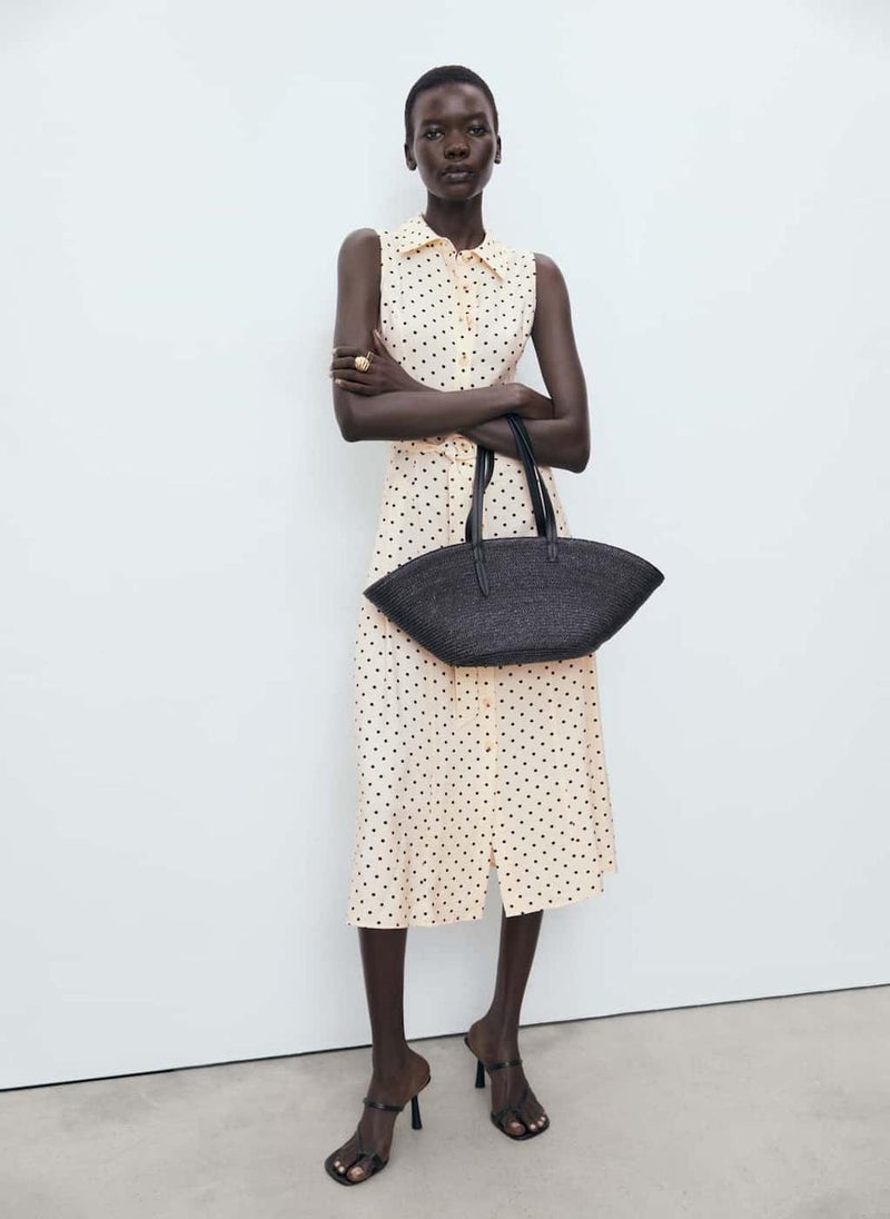 MANGO Polka Dot Shirt Dress - Image 1