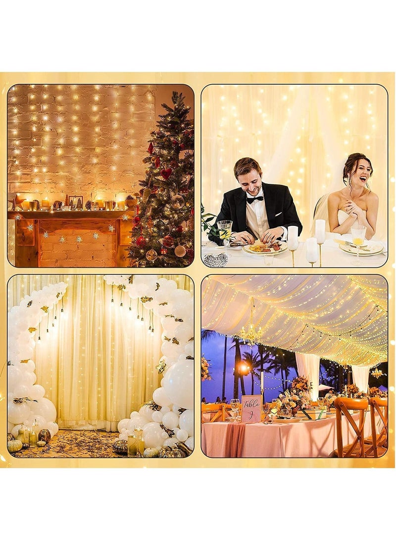 NIBEMINENT - Fairy String Lights, Warm White 300 LED, 9.8x9.8 Feet, Hanging Light for Bedroom Wall, Home Decor Lighting, Lighted Bed Room Curtain, Party Wedding Decorations Backdrop - Image 1