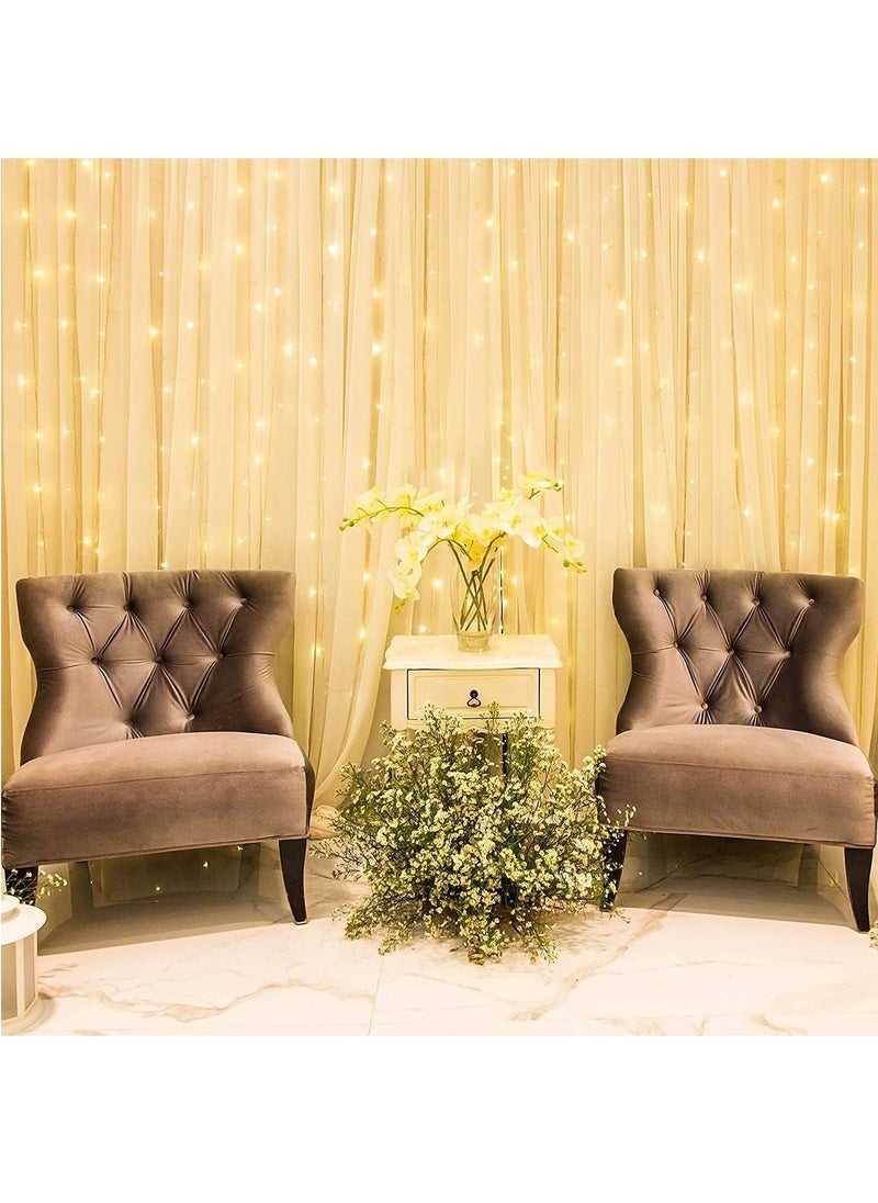 NIBEMINENT - Fairy String Lights, Warm White 300 LED, 9.8x9.8 Feet, Hanging Light for Bedroom Wall, Home Decor Lighting, Lighted Bed Room Curtain, Party Wedding Decorations Backdrop - Image 1