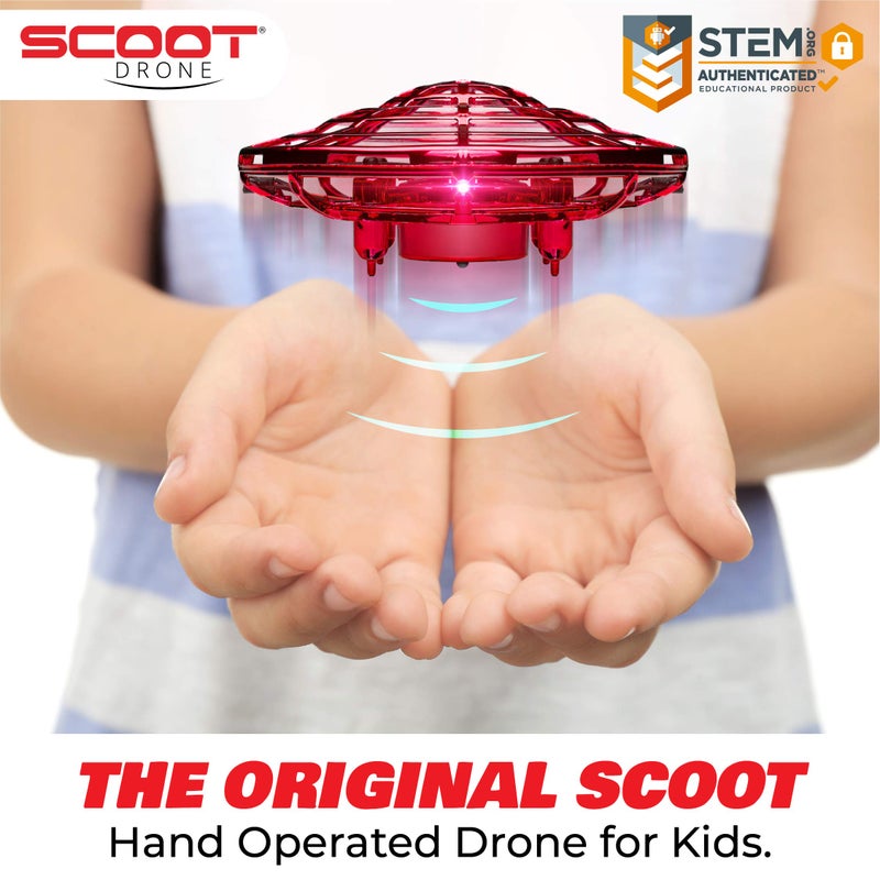 Force1 Scoot Hand Operated Drone for Kids or Adults  Hands Free Motion Sensor Mini Drones Easy LED Indoor Rechargeable UFO Toy Flying Orb Ball Drone Toys for Boys and Girls Red - Image 3