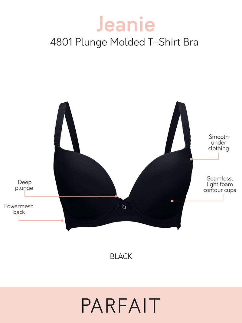 PARFAIT Jeanie Women's Full Figure Lightweight Smooth Plunge T-Shirt Bra Style 4801-Black-32G - Image 5