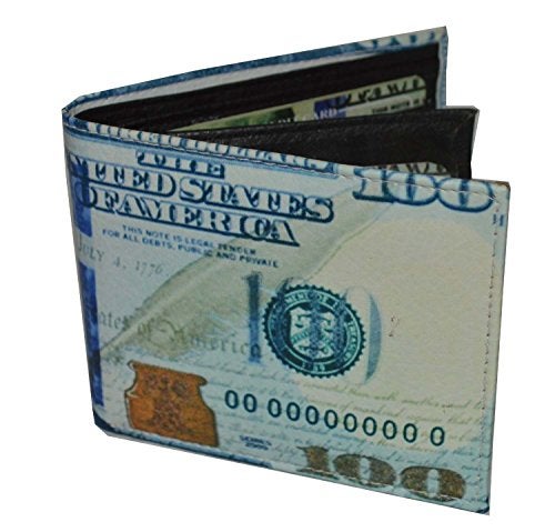 LB LEATHERBOSS Leatherboss Men's Printed Dollar Bill Bifold Wallet - Compact Size with 6 Card Slots & 2 Money Pockets (100 Dollar) - Image 1