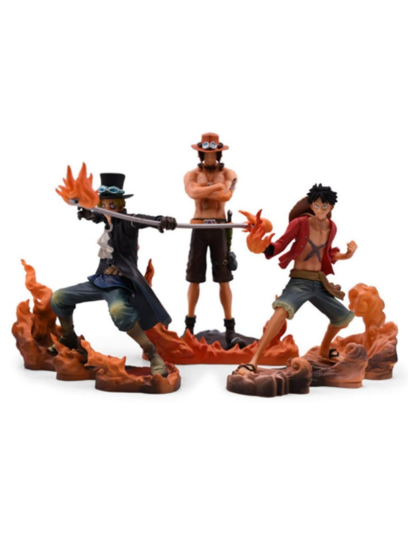 3pcs/set One Piece DXF Brotherhood II Luffy Ace Sabo PVC Action Figure Toys 14-17cm - Image 2