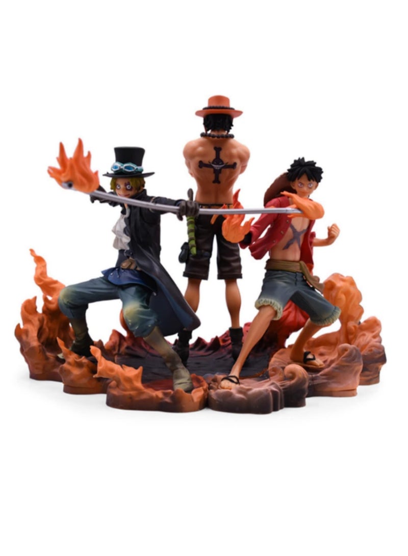3pcs/set One Piece DXF Brotherhood II Luffy Ace Sabo PVC Action Figure Toys 14-17cm - Image 1