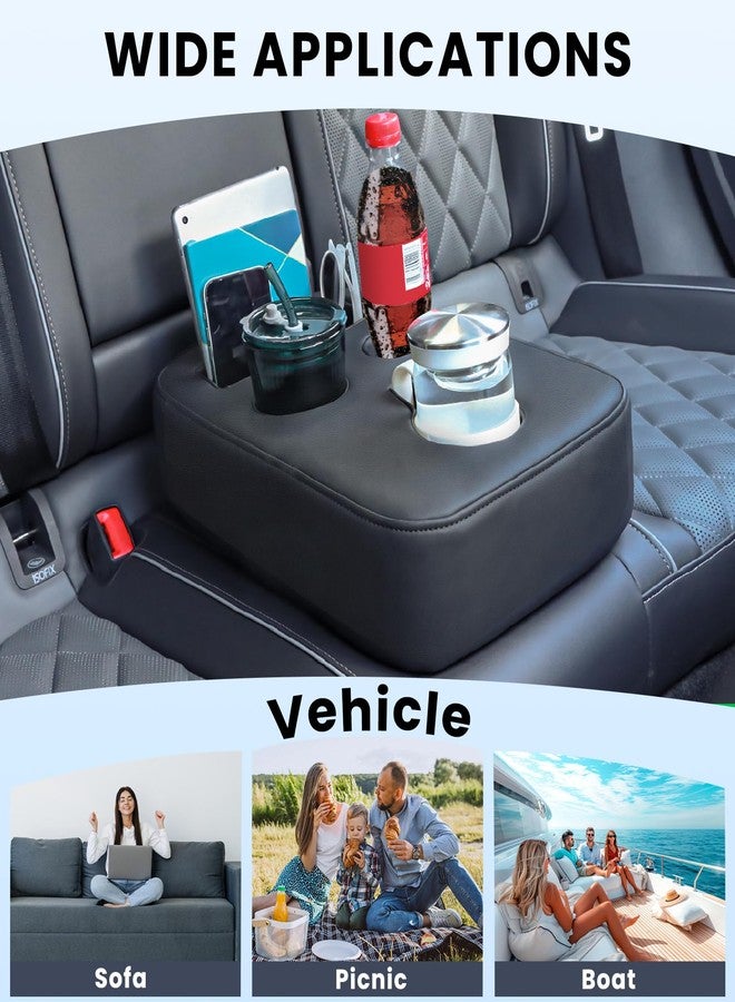 Sinvanho Car Cup Holder, Back Seat Cup Holder for Car, PU Leather Couch Sofa Bed Cup Holder Expander Tray, Boat Tray, Organizer for Trucks, Minivans, SUVs, RVs, Vehicles, Holds Drinks, Remote, Snacks - Image 5