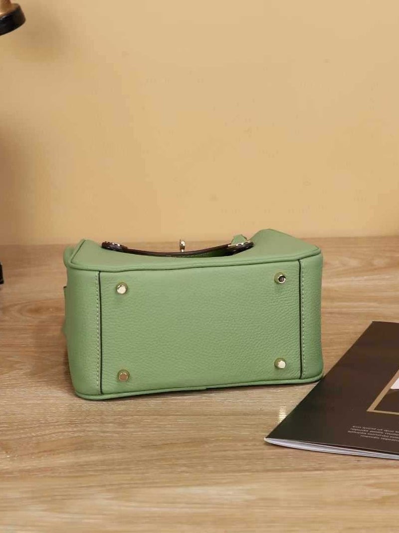 Litchi Pattern First Layer Cowhide Classic Fashion Crossbody Bag Women'S Mini Lindi Bag Mini Pillow Bag Shoulder Bag Trendy - Image 5