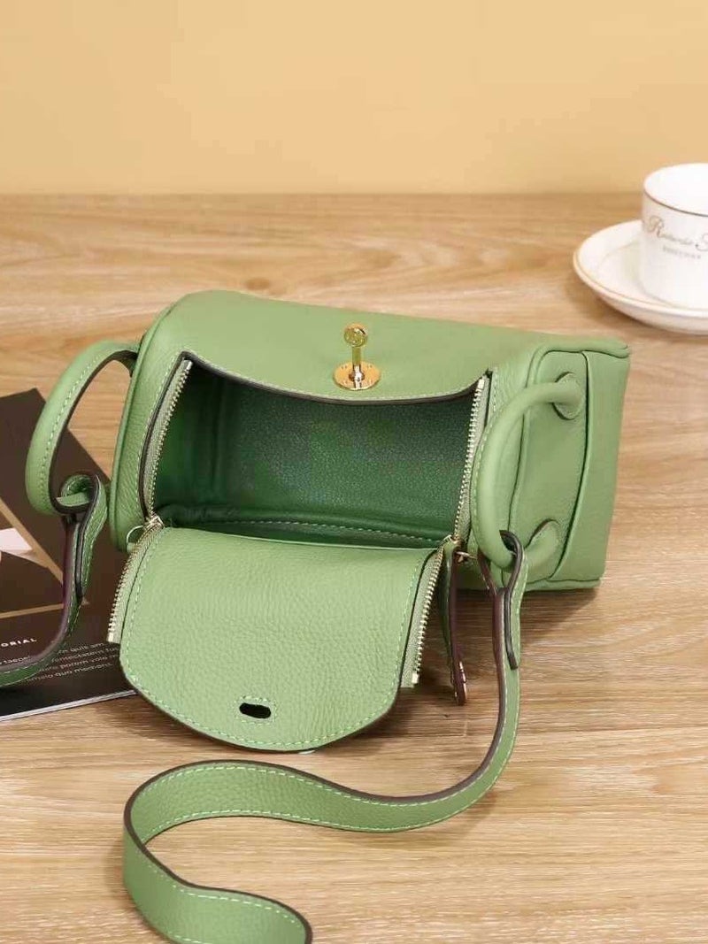 Litchi Pattern First Layer Cowhide Classic Fashion Crossbody Bag Women'S Mini Lindi Bag Mini Pillow Bag Shoulder Bag Trendy - Image 4
