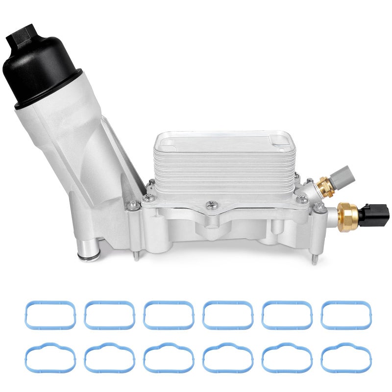 926959 Engine Oil Filter Housing Oil Cooler Kit Fit for 36LJeep Wrangler Grand Cherokee 36L Dodge Journey Charger Caravan Chrysler 200 300 Ram with Sensor Gaskets Replace 926876 926959 68105583AF