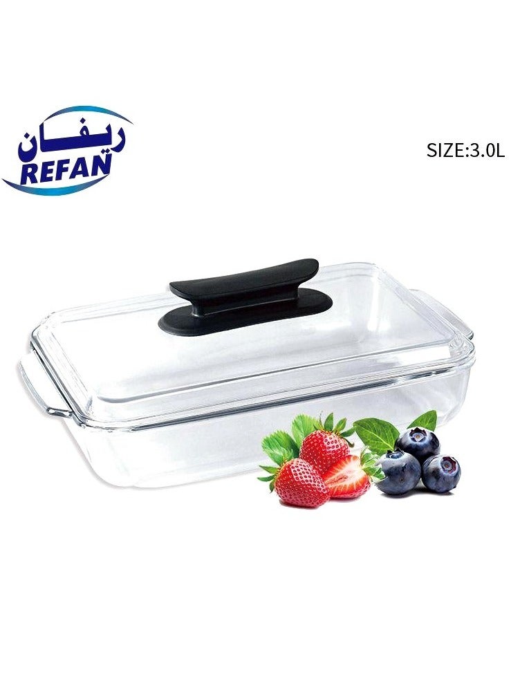 Refan 3.0L Heat Resistant Pyrex Glass Oven Dish with Lid