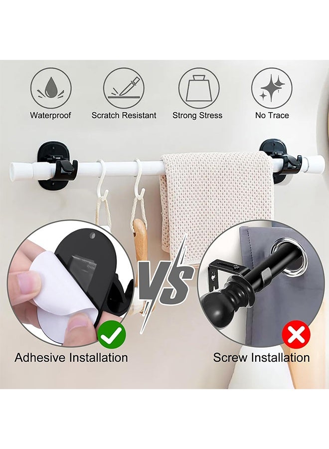 Curtain Rod No Drill Curtain Rod Brackets 4 Pack Self Adhesive Curtain Rod Holders Curtain Rods No Drilling Hooks Adjustable Drillless Curtain Rod Holder for Bathroom Kitchen Home and Hotel - Image 4