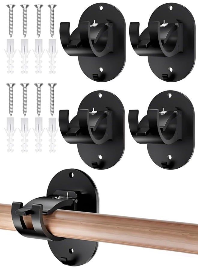 Curtain Rod No Drill Curtain Rod Brackets 4 Pack Self Adhesive Curtain Rod Holders Curtain Rods No Drilling Hooks Adjustable Drillless Curtain Rod Holder for Bathroom Kitchen Home and Hotel - Image 1
