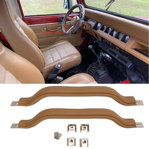 FCBJX Door Handle Pull Strap for Jeep YJ Wrangler 1987-1995 Front Brown Inside Trim Driver and Passenger Side Replaces 55009801K (2 Pack) - Image 3