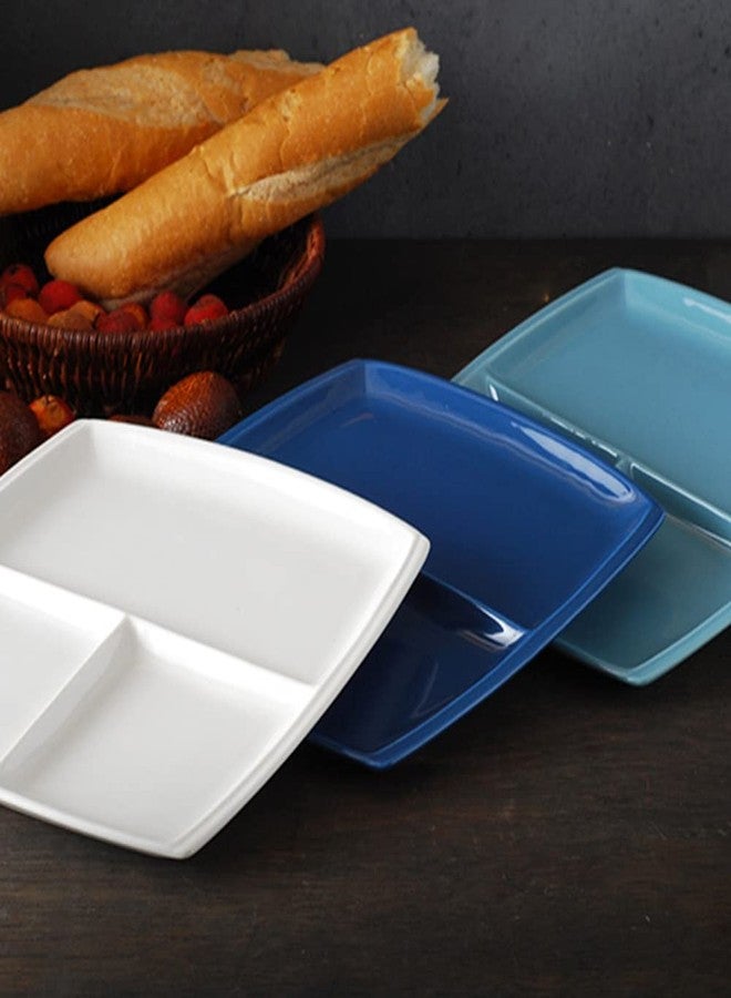 Sizikato طقم سيزيكاتو مكون من 4 أطباق عشاء من البورسلين الأبيض، طبق مقسم مقاس 10 بوصات، طبق غداء - Image 5