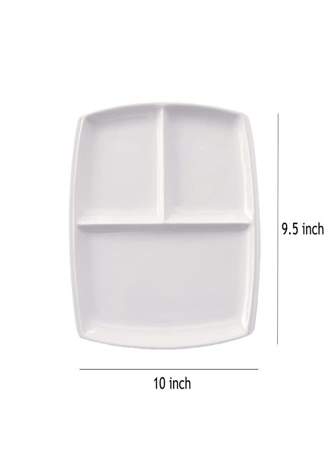 Sizikato طقم سيزيكاتو مكون من 4 أطباق عشاء من البورسلين الأبيض، طبق مقسم مقاس 10 بوصات، طبق غداء - Image 2