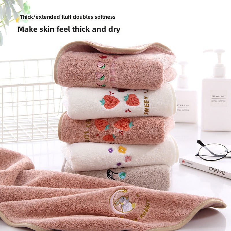 Face Towel 35x70cm Super Absorbent Coral Velvet - Exquisite Embroidered Design Soft Face Cloth for Home Skin Care - Image 5