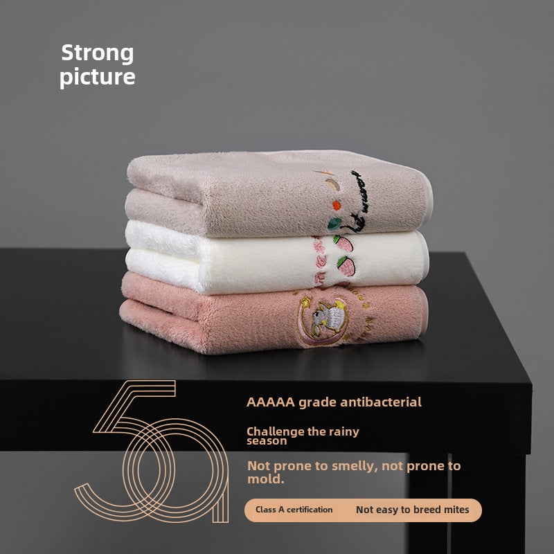 Face Towel 35x70cm Super Absorbent Coral Velvet - Exquisite Embroidered Design Soft Face Cloth for Home Skin Care - Image 2