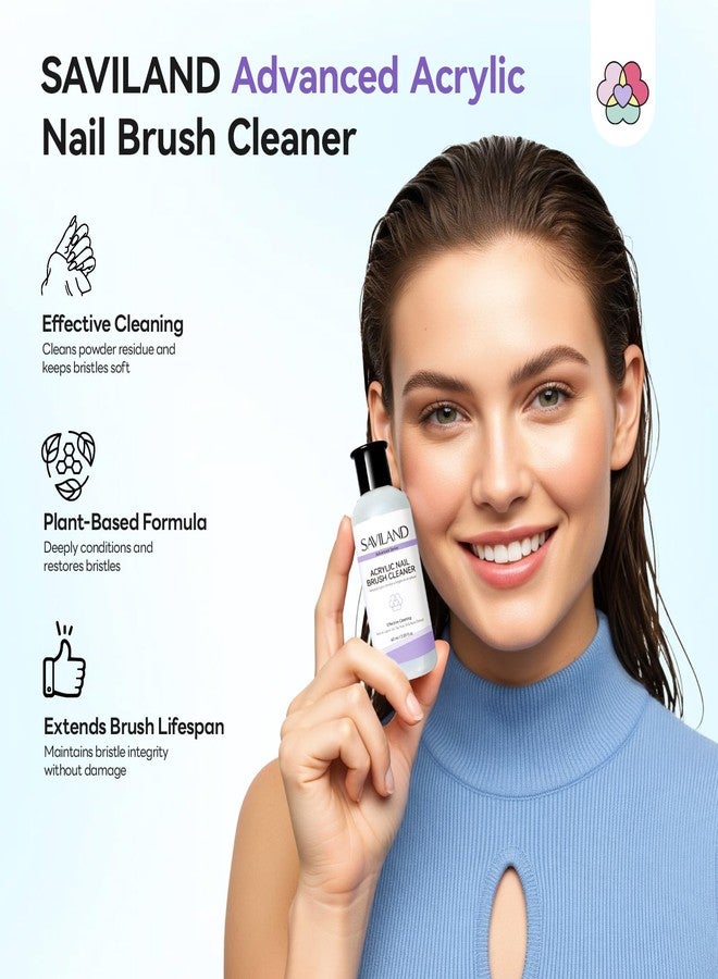 SAVILAND Advanced Acrylic Brush Cleaner: 3-Minute Deep Clean & Conditioning Liquid with Dappen Dish, Plant-Based Acrylic Nail Brush Cleaner and Preserver for Manicure Tools Home DIY & Salon Use, 60ml - Image 2