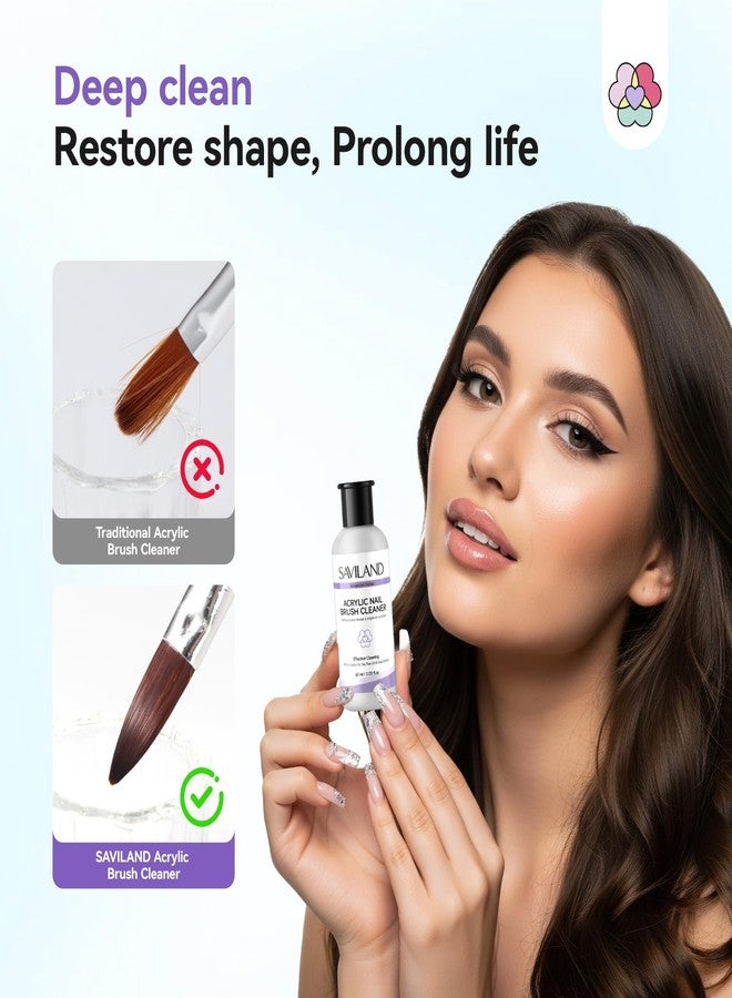 SAVILAND Advanced Acrylic Brush Cleaner: 3-Minute Deep Clean & Conditioning Liquid with Dappen Dish, Plant-Based Acrylic Nail Brush Cleaner and Preserver for Manicure Tools Home DIY & Salon Use, 60ml - Image 4