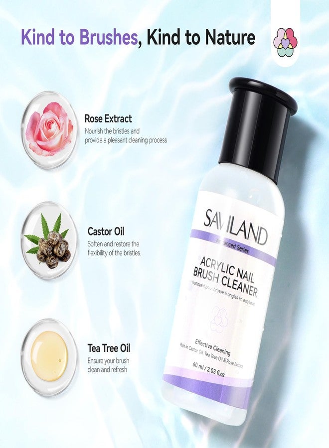 SAVILAND Advanced Acrylic Brush Cleaner: 3-Minute Deep Clean & Conditioning Liquid with Dappen Dish, Plant-Based Acrylic Nail Brush Cleaner and Preserver for Manicure Tools Home DIY & Salon Use, 60ml - Image 5