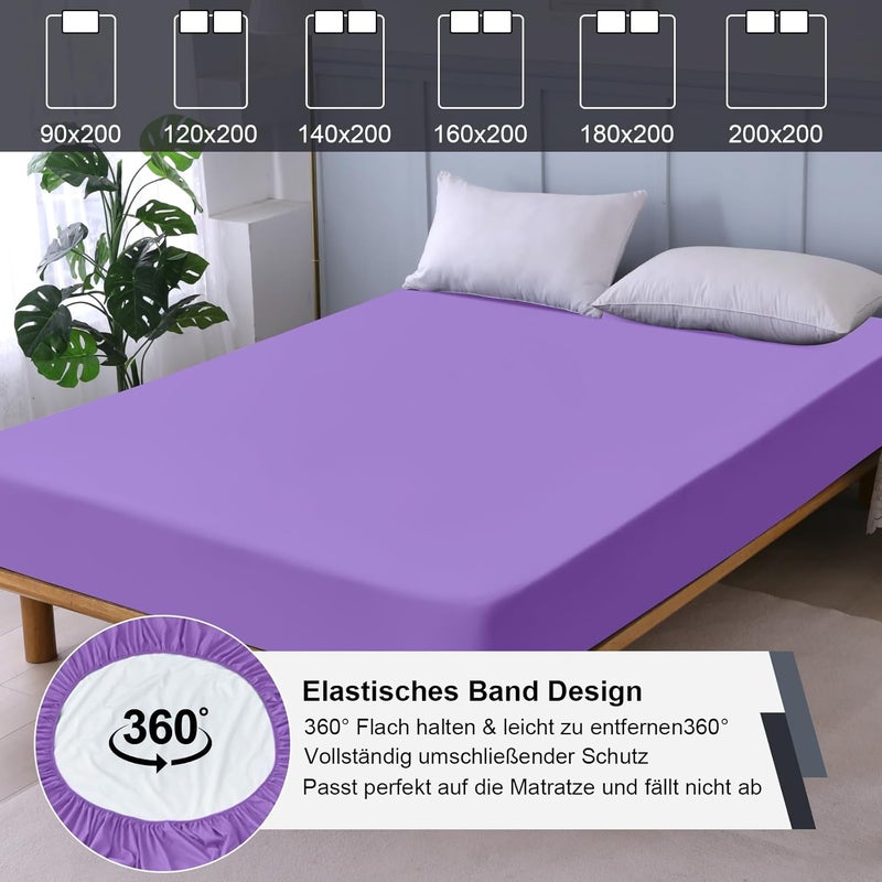 ohano Waterproof Mattress Protector 140 x 200 cm Fitted Sheet, Waterproof and Breathable Mattress Cover, Incontinence Pad, Moisture Protection, Fitted Sheet, for All Seasons, Purple - Image 5