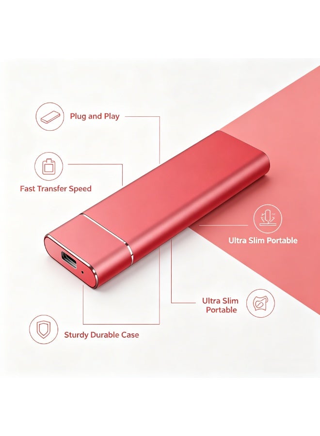 KISSUN Portable External Hard Drive, USB 3.0 Type-C External HDD 2TB, High-Speed Storage Drive Compatible with Laptop, PC and Mac, Red-LN2 - Image 5