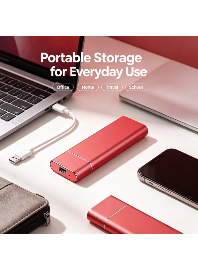 KISSUN Portable External Hard Drive, USB 3.0 Type-C External HDD 2TB, High-Speed Storage Drive Compatible with Laptop, PC and Mac, Red-LN2 - Image 4