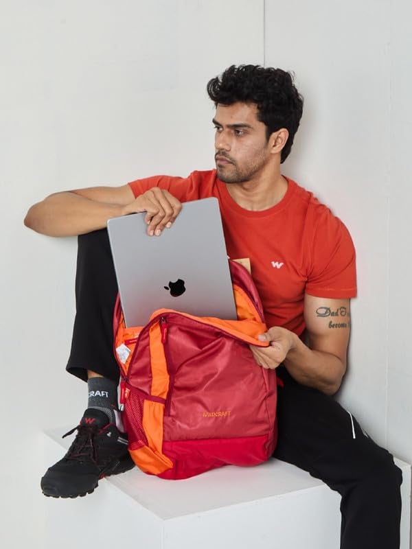 Wildcraft STREAK 22 Laptop Backpack for Men & Women - Red | Water-Resistant, Lightweight, Spacious Laptop Compartment, Ergonomic Designed Backpack | Stylish Backpack for Office, College & Travel - Image 3