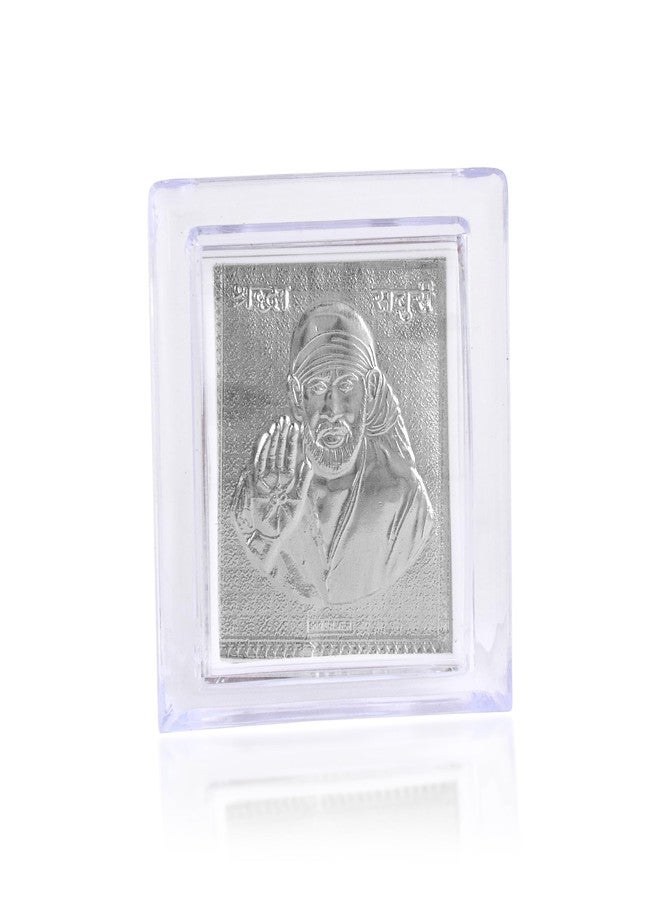 Memoir Pure .999 Silver foil Shirdi Sai Baba Stand photo frame Home decor Hindu Spiritual show piece all occasion bulk corporate gift puja item (STRR3527) - Image 1