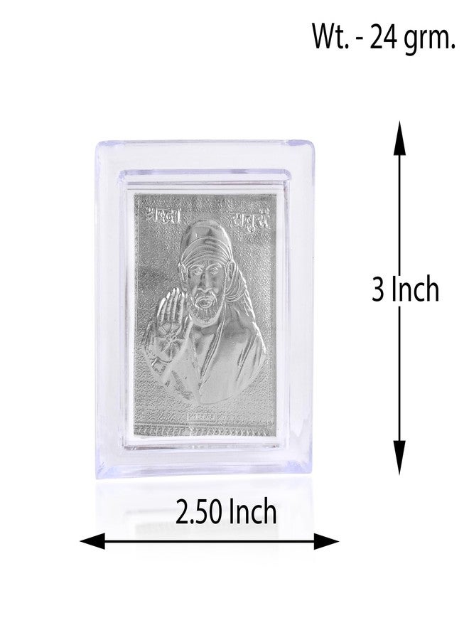 Memoir Pure .999 Silver foil Shirdi Sai Baba Stand photo frame Home decor Hindu Spiritual show piece all occasion bulk corporate gift puja item (STRR3527) - Image 4