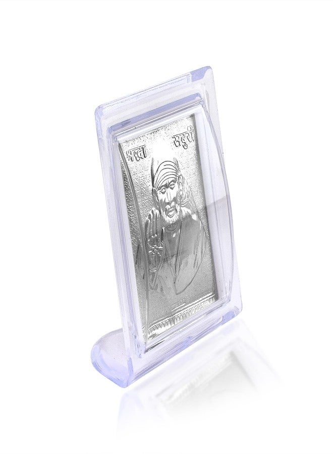 Memoir Pure .999 Silver foil Shirdi Sai Baba Stand photo frame Home decor Hindu Spiritual show piece all occasion bulk corporate gift puja item (STRR3527) - Image 2