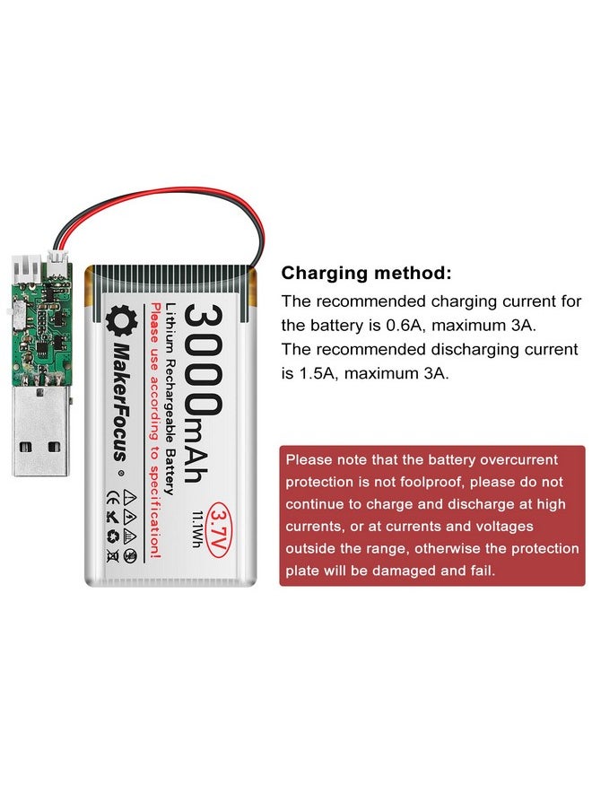 4Pcs 3.7V 3000Mah Lithium Rechargeable Battery 1S 1C Lipo Battery With Protection Board Insulated Rubber Tape And Micro Jst 1.25 Plug For Ar Duino Nodemcu Esp32 Development Board