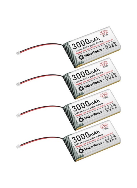4Pcs 3.7V 3000Mah Lithium Rechargeable Battery 1S 1C Lipo Battery With Protection Board Insulated Rubber Tape And Micro Jst 1.25 Plug For Ar Duino Nodemcu Esp32 Development Board