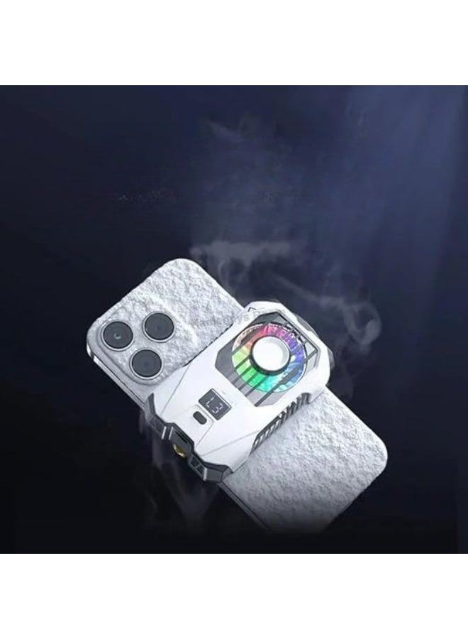 Mobile Phone Cooler – Semiconductor Cooling – Digital Temp Display – Built-in Battery – Type-C – 89mm Max Width – White  - Image 2