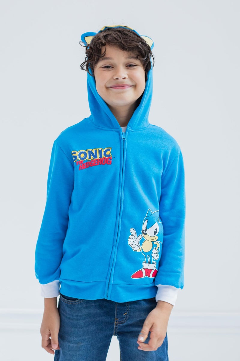 SEGA Sonic The Hedgehog Toddler Boys Fleece Zip-Up Hoodie Blue 4T - Image 2