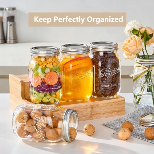 Dralaw Mason Jars 32 oz,6 Pack Large Wide Mouth Mason Jar with Airtight Lids and Bands|Quart Glass Canning Jars for Pickling, Fermenting and Food Storage Microwave&Dishwasher Safe - Image 3