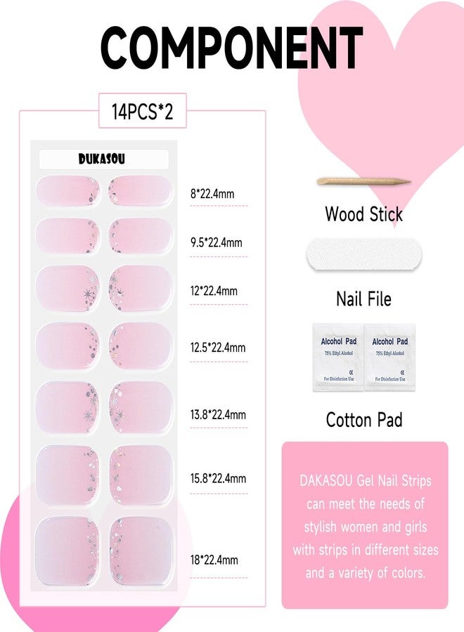 DUKASOU Semi Cured Gel Nail Strips, 28 pcs Gel Nail Stickers Work with Any UV Lights, Long-Lasting Nail Wraps, Stick on Nails for women Easy to Apply & Remove - Image 4